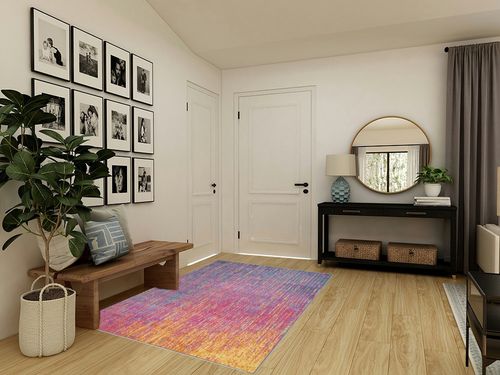 Nourison Passion Abstract Multicolor 5'3" x 7'3" Area -Rug, Easy -Cleaning, Non Shedding, Bed Room, Living Room, Dining Room, Kitchen (5x7) in Transitional Minimalistic Entryway
