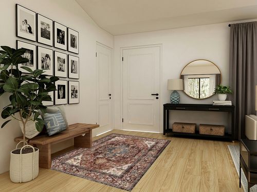 Valenrug Area Rug 5x7 - Stain Resistant Lightweight Washable Rug, Anti-Skid Rugs for Living Room, Vintage Tribal Area Rug(Coffee/Red, 5'x7') in Transitional Minimalistic Entryway