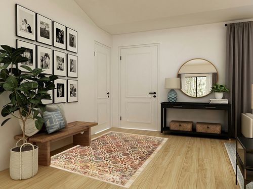 Antep Rugs Alfombras Non-Skid (Non-Slip) 5x7 Rubber Backing Floral Geometric Low Profile Pile Indoor Area Rugs (Beige Multi, 5' x 7') in Transitional Minimalistic Entryway