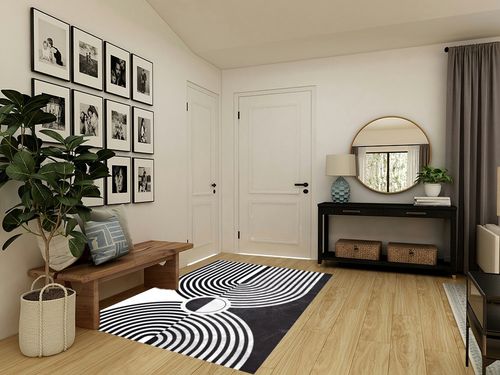 Minimalist Modern Black and White Area Rug 5x7 Mid-Century Arch Art Deco Rugs for Living Room Dining Room Bedroom Soft Thick Faux Wool Home Office Playroom Kitchen Carpet in Transitional Minimalistic Entryway