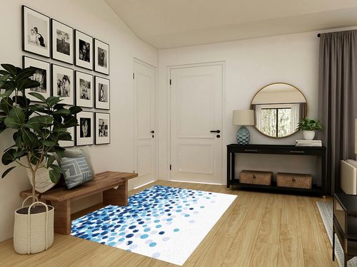 Teounai Light Blue and White Small Round Overlapping Area Rugs, Modern Minimalist Decorative Rugs, Soft Fluffy Washable Non-Slip and Durable Very for Living Room Bedroom Study Dining Room 5 x 7ft in Transitional Minimalistic Entryway