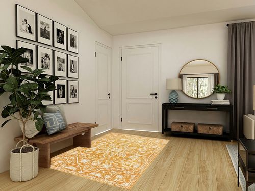 Well Woven Della Gold Vintage Medallion Pattern Area Rug (5'3" x 7'2") in Transitional Minimalistic Entryway