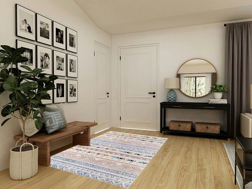 GMFINE Area Rug 5x7, Ultra-Thin Non Slip Washable Rugs, Geometric Boho Area Rugs Large Carpet for Living Room Bedroom Dinning Room (Blue/Brown, 5' x 7') in Transitional Minimalistic Entryway