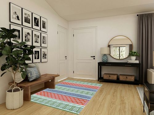 BalajeesUSA Premium Outdoor Plastic Patio Rugs – 5x7, Green, Orange, Premium and Affordable, Multipurpose, Woven Plastic Straw, All-Weather and Waterproof Rug, Reversible Camper Rug in Transitional Minimalistic Entryway