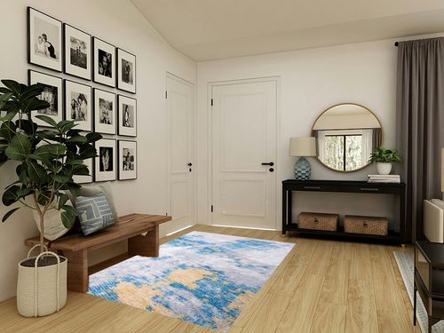 JUMAX Area Rugs Modern Abstract Ultra Soft Living Room Rug 5'x7' Stain Resistant Rugs Non Slip Low Pile Carpet Ideal for High Traffic Areas in Bedroom Dining Room(Cream/Multi) in Transitional Minimalistic Entryway