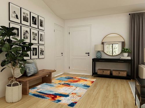 Rugshop Sky Collection Novel Abstract Area Rug 5' x 7' Multi in Transitional Minimalistic Entryway