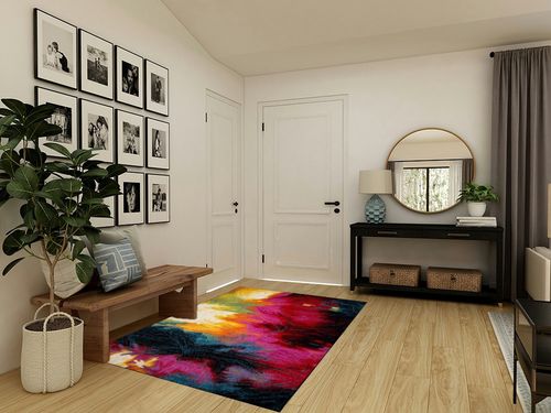 Home Dynamix Splash Mondrian Area Rug 5'2"x7'2", Abstract Black/Blue/Pink/Yellow in Transitional Minimalistic Entryway