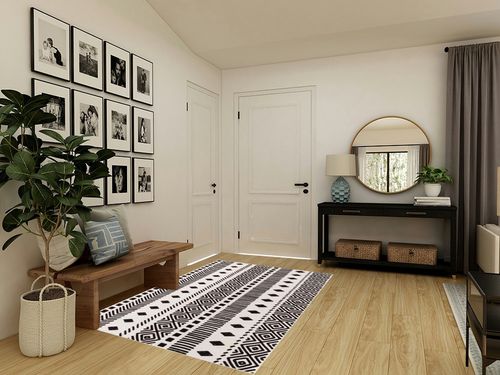 GMFINE Area Rug 5x7, Ultra-Thin Non Slip Washable Rugs, Geometric Boho Area Rugs Large Carpet for Living Room Bedroom Dinning Room (White/Black, 5' x 7') in Transitional Minimalistic Entryway