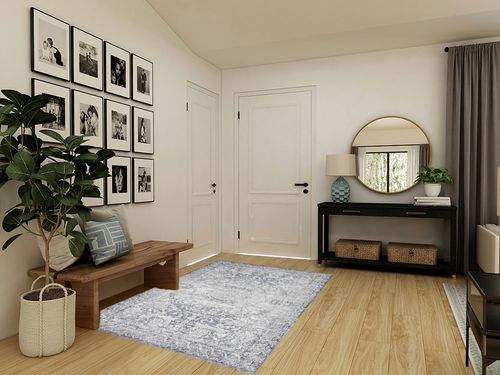 Yancorp 5'x7' Boho Area Rug for Bedroom Washable Rug Vintage Carpet Living Room Non Slip Hallway Runner Rug Indoor Floor Mats Colorful Entryway Rugs,White Grey Rug in Transitional Minimalistic Entryway