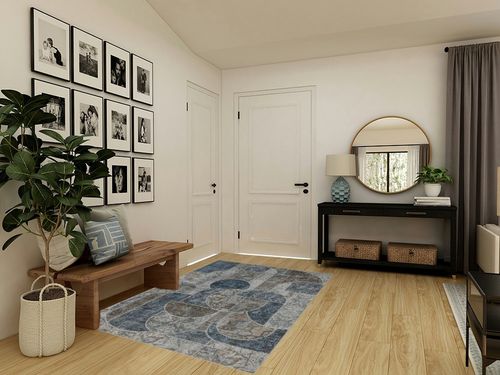 Washable Rug 5x7 Area Rugs for Bedroom, Soft Low Pile Living Room Rugs with Non-Slip Backing, Vintage Patchwork Indoor Floor Carpet for Dining Room Nursery Home Office-Blue/Grey in Transitional Minimalistic Entryway