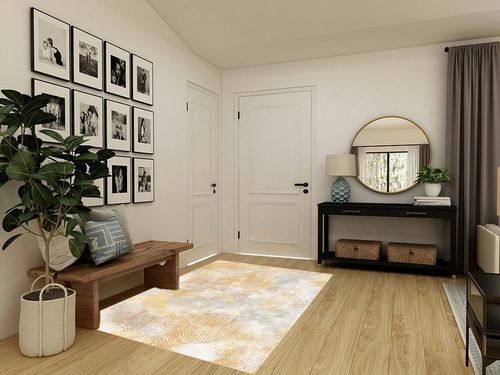 Art&Tuft Washable Rug, Anti-Slip Backing Abstract Area Rug 5x7, Stain Resistant Rugs for Living Room, Foldable Machine Washable Area Rug(TPR21-Yellow, 5'x7') in Transitional Minimalistic Entryway