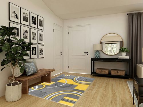 GLORY RUGS Area Rug Modern Soft Hand Carved Contemporary Floor Carpet with Premium Fluffy Texture for Indoor Living Dining Room and Bedroom Area (5x7, Yellow) in Transitional Minimalistic Entryway