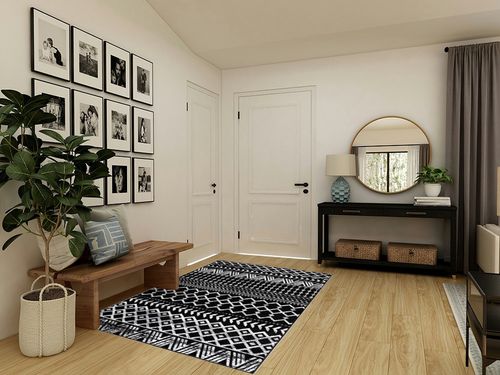 CAMILSON Boho Moroccan Area Rug, 5x7 Geometric, Diamond Design for Living Room Bedroom Black/White Indoor Area Rugs Bohemian in Transitional Minimalistic Entryway