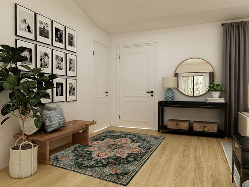 Morebes Ultra-Thin Boho Large Living Room Carpet, Green 5x7 Rug for Bedroom Washable Area Rug Non Slip Dining Mat, Office Rug Distressed Floral Floor Carpet for Guestroom Decor in Transitional Minimalistic Entryway