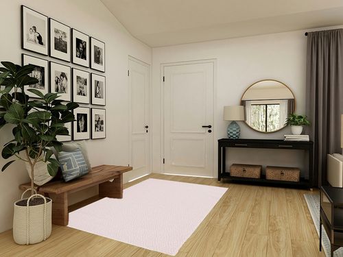 Martha Stewart Collection by SAFAVIEH 5' x 7' Pink/Ivory MSR484U Contemporary Geometric Cotton Area Rug in Transitional Minimalistic Entryway