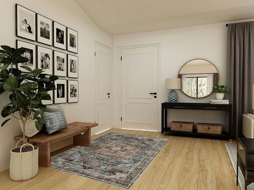 Roxstand 5x7 Area Rugs, Stain Resistant Machine Washable Area Rugs with Non-Slip Backing, Vintage Rugs for Bedroom, Living Room, Large Soft Low Pile Area Rug (Grey/Brown/Tan, 5'x7') in Transitional Minimalistic Entryway