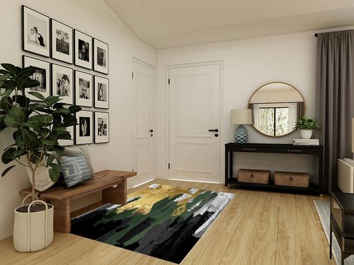 GJCC Modern Stylish Area Rug,Luxury Emerald Green Gold Gray Rug for Living Room Bedroom,Home Decoration Non-Slip Carpet,Machine Washable,150x200cm(59x79inch) in Transitional Minimalistic Entryway