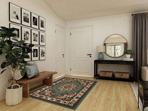 Antep Rugs Alfombras Oriental Traditional 5x7 Non-Skid (Non-Slip) Low Profile Pile Rubber Backing Indoor Area Rugs (Green, 5' x 7') in Transitional Minimalistic Entryway