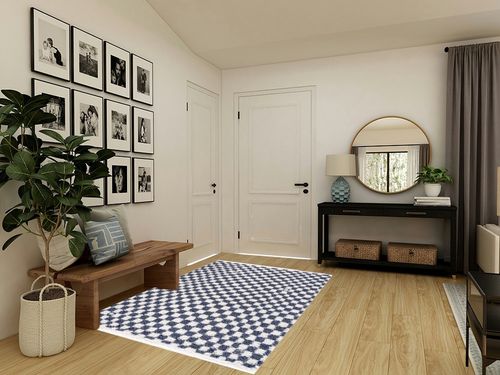 Hauteloom Kieu Checkered Shag Bedroom Living Room Area Rug - High Pile - Shaggy Plush Modern Soft Carpet - Blue, White - 5'3" x 7' in Transitional Minimalistic Entryway
