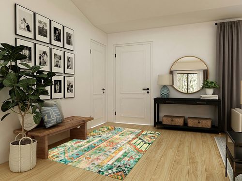 Wonnitar Boho Tribal 5x7 Rug,Washable Ultra-Thin Green Bedroom Area Rug,Southwestern Non-Shedding Large Living Room Mat,Non-Slip Stain Resistant Throw Carpet for Dining Room Nursery Dorm in Transitional Minimalistic Entryway