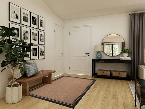 Gertmenian Indoor Outdoor Area Rug, Classic Flatweave, Washable, Stain & UV Resistant Carpet, Deck, Patio, Poolside & Mudroom, 5x7 Ft Standard, Simple Border, Black Tan, 21490 in Transitional Minimalistic Entryway