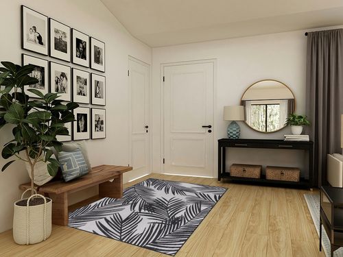 Rugshop Contemporary Distressed Leaves Textured Flat Weave Easy Cleaning Outdoor Rugs for Deck,Patio,Backyard Indoor/Outdoor Area Rug 5' x 7' Black in Transitional Minimalistic Entryway