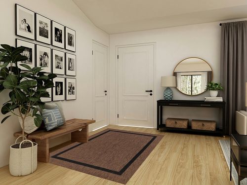 Beverly Rug Waikiki Indoor Outdoor Rug 5x7, Washable Outside Carpet for Patio, Deck, Porch, Bordered Modern Area Rug, Water Resistant, Gold - Black in Transitional Minimalistic Entryway