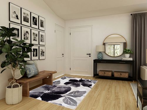 CAMILSON Solana Modern Floral 5x7 Area Rugs Non-Skid (Non-Slip) Rubber Backing Black and White Flowers Indoor Rug (5x7, Black White) in Transitional Minimalistic Entryway