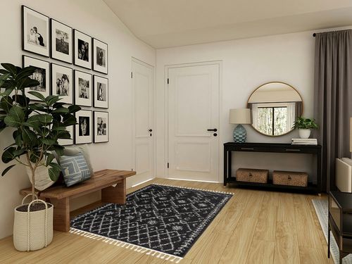 Hauteloom Berber Shag Collection - Thetford Farmhouse Living Room Bedroom Area Rug with Tassel - Fluffy Plush High Pile Carpet - Soft Shaggy Rug, Moroccan Trellis - Black, White, Beige - 5'3" x 7'3" in Transitional Minimalistic Entryway