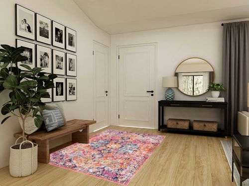 Artistic Weavers Odelia Vintage Bohemian Area Rug,5'3" x 7'3",Aqua & Odelia Vintage Bohemian Area Rug,5'3" x 7'3",Purple/Orange in Transitional Minimalistic Entryway
