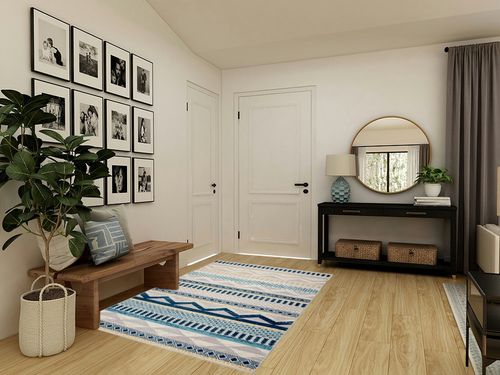 Rugshop Sky Collection Contemporary Bohemian Design Area Rug 5' x 7' Blue in Transitional Minimalistic Entryway