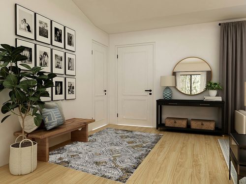 Hauteloom Dillingham Living Room, Bedroom Area Rug - Bohemian/Global - Black,Light Gray,White - 5'3" x 7'3" in Transitional Minimalistic Entryway