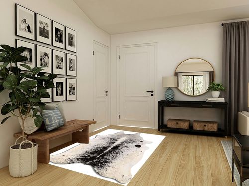 Cowhide Area Rug in Transitional Minimalistic Entryway