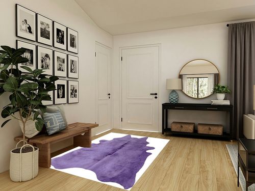 Natural Geneva Cowhide Area Rugs for Living Room and Bedroom | Handmade 100% Cow Rug with Low Pile | Shed-Resistant Home and Office Rug, Purple, 5 ft x 7 ft in Transitional Minimalistic Entryway