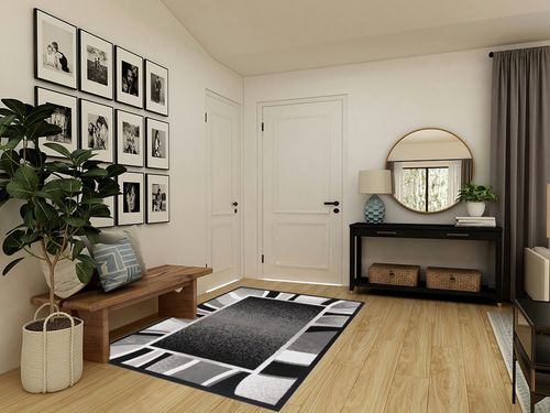 Home Dynamix Lyndhurst Rotana Modern Area Rug, Contemporary Black/Gray 5'2"x7'4" in Transitional Minimalistic Entryway