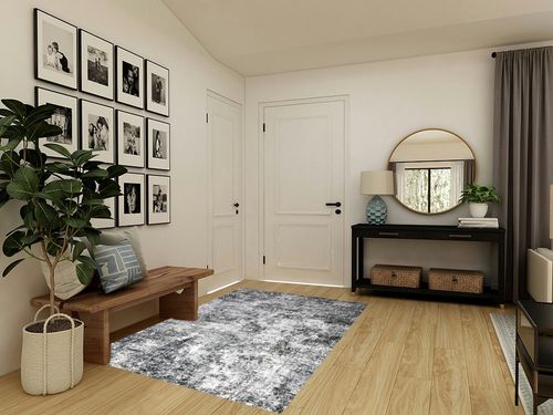 Area Rug Living Room Rugs - 5x7 Large Soft Indoor Neutral Modern Abstract Low Pile Washable Rug Carpet for Bedroom Dining Room Farmhouse Home Office - Grey in Transitional Minimalistic Entryway