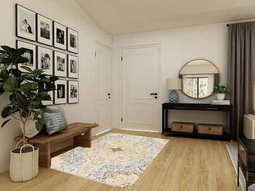 Artistic Weavers Lohena Vintage Medallion Area Rug,5'3" x 7'1",Yellow in Transitional Minimalistic Entryway