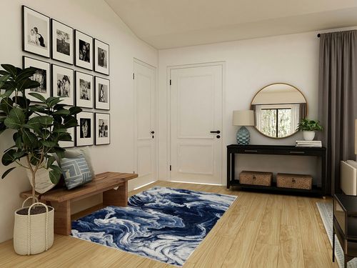 LUXE WEAVERS Marble Collection Blue Area Rug 5x7 Modern Abstract Clouds Swirl Bohemian Living Room Carpet in Transitional Minimalistic Entryway