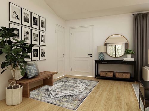 GAOMON Machine Washable Area Rug 5x7 Non Slip Floor Cover Carpet Rug for Living Room Bedroom Medallion Vintage Distressed Accent Rug Traditional Home Decor Floor Decoration Carpet Mat, Grey in Transitional Minimalistic Entryway