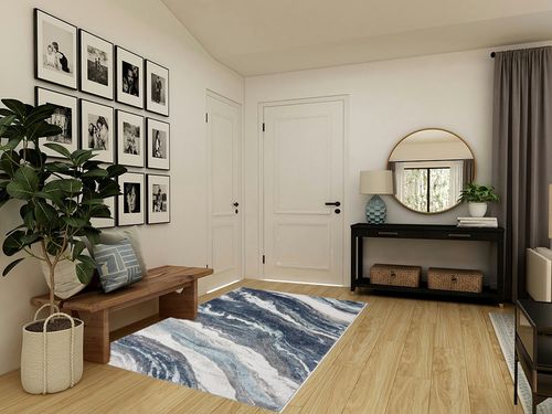 LUXE WEAVERS Lagos Collection 7983 Blue 5x7 Art Deco Area Rug in Transitional Minimalistic Entryway