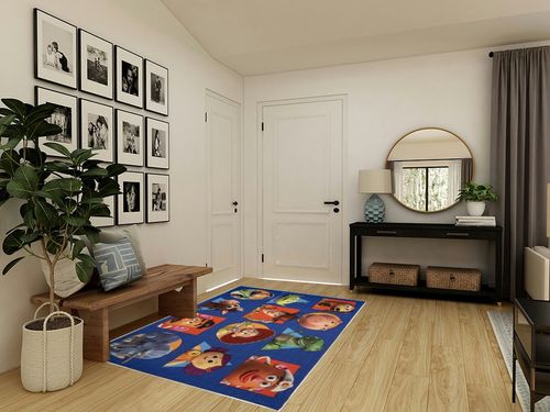 Gertmenian Disney Toy Story Rug Boys Girls Childrens Bedroom Decor Kids Home Play Room Mat Bedding Area Carpet, 54x78 Large, Pixar Multi-Colored Navy Blue in Transitional Minimalistic Entryway