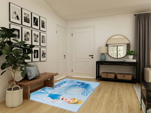 Gertmenian Kids Playroom & Game Room Carpet | Disney Princess Cinderella Childrens Rug | Kids Novelty Home Decor, Perfect Area Rug for Girls Playroom, Bedroom | 54x78 Large, Sky Blue, 47262 in Transitional Minimalistic Entryway