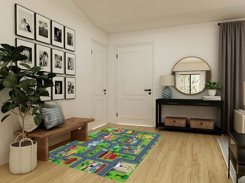 LTKOUGFAM Kids Carpet Playmat, Rug for Playroom, Mat, Kids Play Rugs Town City Road Map Rug, Extra Large Boys, Track Play Rug Bedroom, Living Room, 78.7X 59 Inch in Transitional Minimalistic Entryway