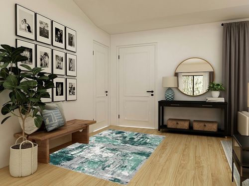 LUXE WEAVERS Abstract Distressed Green 5x7 Area Rug for Living Room in Transitional Minimalistic Entryway