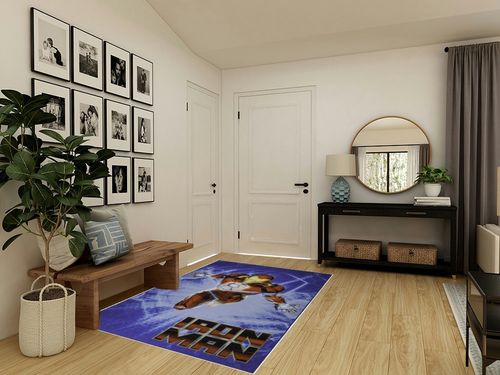 Gertmenian Marvel Rug Boys Childrens Bedroom Decor Kids Home Play Room Mat Bedding Area Carpet; 54x78 Large, Iron Man Superhero Navy Blue; 47329 in Transitional Minimalistic Entryway
