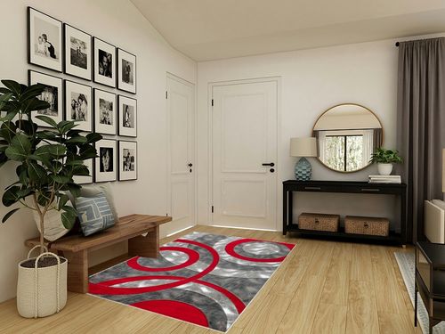 GLORY RUGS Area Rug Modern 5x7 Light red Circles Geometry Soft Hand Carved Contemporary Floor Carpet Fluffy Texture for Indoor Living Dining Room and Bedroom Area in Transitional Minimalistic Entryway
