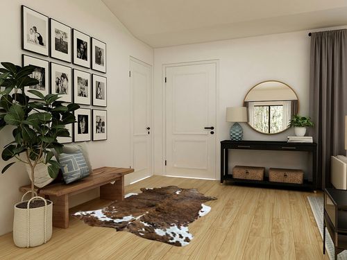 bonanza leathers Genuine Cowhide Rug Classic Tricolor Size S/L/XL 5X6/6X7/7X8 FT (L) in Transitional Minimalistic Entryway