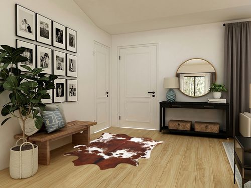 LYENDOS Cowhide Rug 5.2 x 6.2Feet,Cow Hide Rug Durable No-Slip Backing,Faux Cowhide Rug Thickened Elastic,for Bedroom Living Room Home Office Western Decor in Transitional Minimalistic Entryway