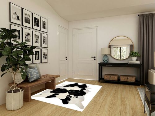 New Large 100% Black & White Cowhide Leather Rugs Cow Hide Skin Carpet Area 26-30 SQ.FT (Black & White) in Transitional Minimalistic Entryway