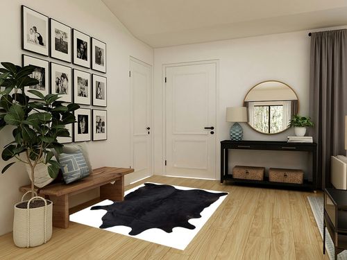 Gaucho Cowhides Solid Black Cowhide Rug - Natural Product in Transitional Minimalistic Entryway
